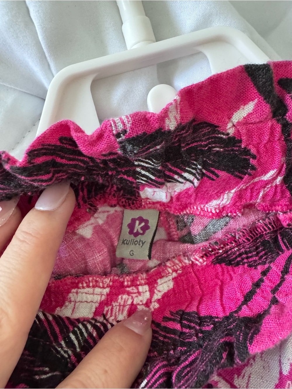 Women’s Fuchsia Tropical Print Maxi Skirt with Elastic Waist - Picture 2 of 2